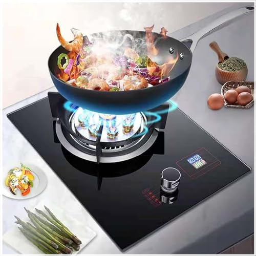 Indoor Gas Stove - 1 Burner Portable Hob, Kitchen with Timer Function, Cooker Cooktop for Caravan Black Glass Freestanding Table, for Home Camping Garden Catering(Lpg)