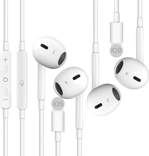 2 Pack Wired Headphones(MFi certified) iPhone Earphones High-definition Calls + HiFi Sound Effects in Ear Headphones Wired Plug to play Compatible with iPhone 14/13/12/11/SE/XR/XS/8/7 - Pure White