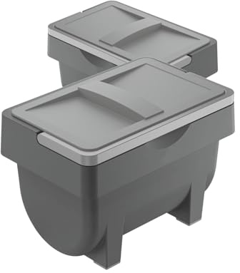 Hailo Kitty 3204101 Universaldepot 2x 4 Liter mit Henkel | robuster Kunststoffbehälter dunkelgrau | vielseitiger Abfalleimer oder Aufbewahrungseimer für Küche Bad Haushalt