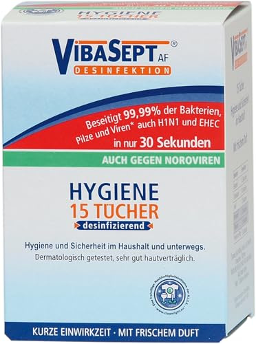 Vibasept AF Hygiene Desinfektionstücher, 15 Stück