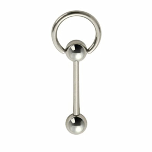 eeddoo Piercing Stab mit BCR Klemmring Silber Edelstahl 1,6 x 16mm