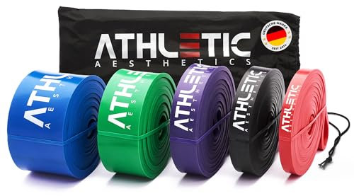 ATHLETIC AESTHETICS Premium Resistance Bands - Widerstandsbänder - Fitnessbänder Set für Ganzkörpertraining + PDF Guide (3 Band Set)