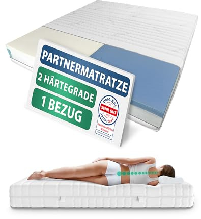 AM Qualitätsmatratzen Partnermatratze 160x200cm H3 H4 24cm - Made in Germany & Oeko TEX Siegel - Partner Taschenfederkernmatratze 160x200 mit 2 Härtegraden & Lyocell Bezug