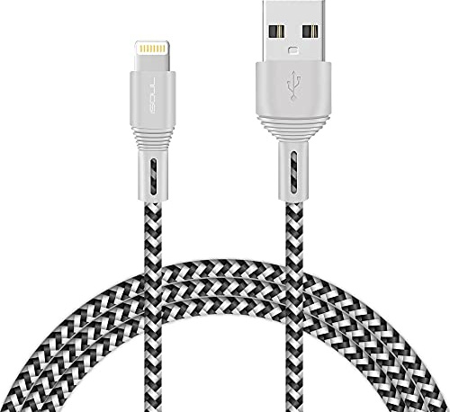 iSOUL iPhone Charger Cable, Lightning Cables 6.5ft/ 2 Meter iPhone Charger Braided Long Lead USB Fast Charging Cable Compatible with iPhone 11/XR/Pro/Xs Max/X/8/7/Plus/6S/6/SE/5S/12/13 iPad Air