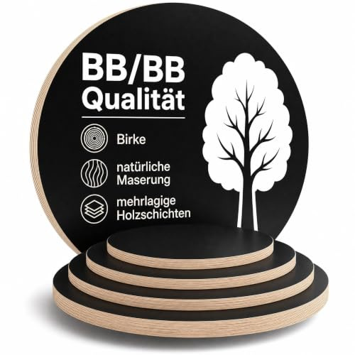 AUPROTEC Ø 70 cm Multiplex Holzplatte | schwarz | rund | 18mm | runde Holzplatte, mehrlagig querverleimt, melaminbeschichtet, Birke BB Qualität, für Handwerk, industrie & DIY