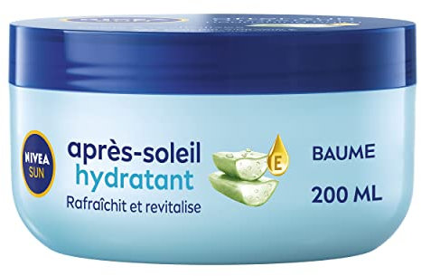 NIVEA SUN - Baume Après Soleil Hydratant 48H - Rafraîchit & Revitalise La Peau - Aloe Vera Bio, Acide Hyaluronique & Vitamine E - Formule Non Grasse - Tous Types De Peaux - 300 ml