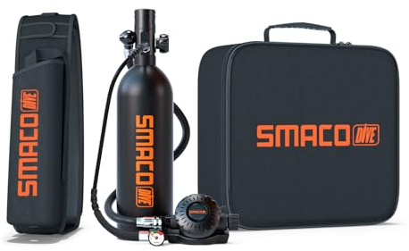 SMACO Mini Tauchflasche 1L Sauerstoffflasche Tauchen Mini Taucherflasche für Unterwasseratmung Tragbare Tauchen Sauerstofftank Lung Air Tank für Notfallrettung Bootsreinigung Tauchausrüstung