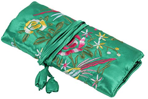 Tomaibaby Stickerei Schmuck Rolle Seide Stickerei Schmuck Tasche Rolle Lagerung Pouch Make- Up Veranstalter Geschenk Taschen