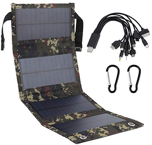 Banque d'énergie solaire, panneau solaire, portable en silicium monocristallin USB livré avec 2 crochets à clip, VR de voiture pliable pour téléphone portable