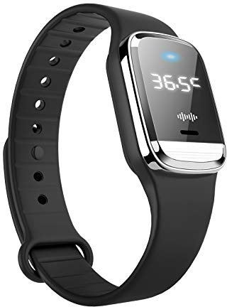 Feloyal Mückenschutz Armbänder Körpertemperaturanzeige Wasserdichte Ultraschall USB Wiederaufladbare Anti Mücken Uhr für Drinnen Draußen Geeignet für Erwachsene Kinder Schwarz