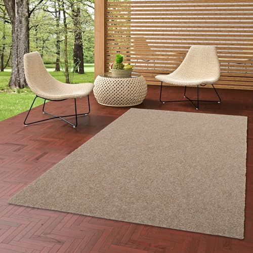 Snapstyle Komfort Kunstrasen Rasenteppich mit Noppen Wasserdurchlässig für Balkon Terrasse Beige in 19 Größen
