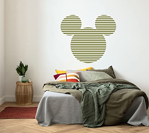 Komar Vlies Fototapete selbstklebend - Mickey Head Stripes - Größe 125 x 125 cm (Breite x Höhe) - Disney, Kinderzimmer, Kindertapete, Tapete, Wandtattoo
