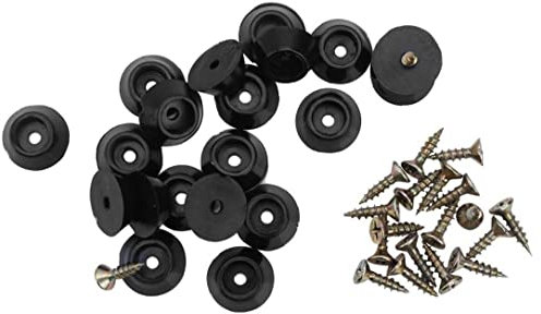 Luxylei 32pcs Round Rubber Feet Bumpers Pads with Matching Screws for Cutting Board Amps Cabinet Desk Tables Couches Black