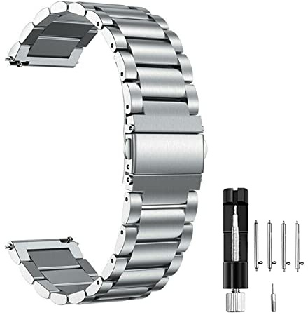 MUENShop 22mm Edelstahl Armband Kompatibel mit Samsung Galaxy Watch 3 45mm Gear S3 Classic/Frontier Armbänder Huawei Watch GT 3/4 46mm Metall Uhrenarmband