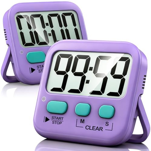 Antonki 2 Pack Digital Timer for Kids, Magnetic Countdown Kitchen Timers for Cooking, Egg, Classroom, Teacher, Exercise, Study, Oven - Battery Included
