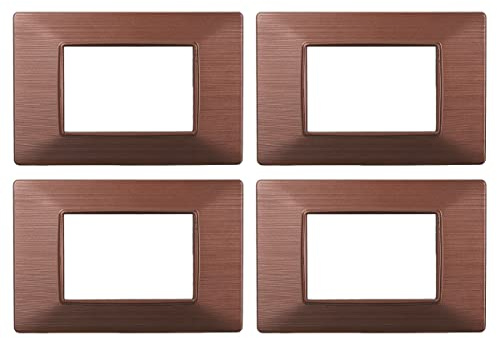 4 placas compatibles con Vimar Plana (3 plazas/módulos, bronce satinado)