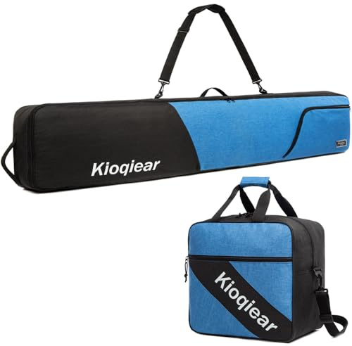Kioqiear Gepolsterte Snowboard- und Stiefeltasche, perfekt für Snowboard bis 165 cm und Stiefel bis Größe 13, inklusive 1 gepolsterte Snowboardtasche und 1 gepolsterte Stiefeltasche. (blau)