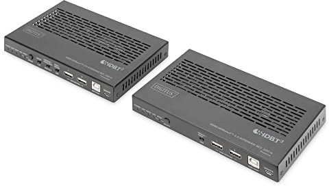 Digitus DS-55523 HDMI KVM Extender (HDBaseT) – UHD 4K/60 Hz – 100 m über LAN-Kabel (HDBaseT 100 m) – Set: Sender & Empfänger – Loop-Out, IR Infrarot, Audio, RS232 – HDMI 2.0b & HDCP 2.2 & HDBaseT 3.0