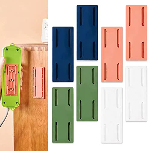 8PCS Adhesive Punch-Free Socket Holder Punch Free Desktop Power Strip Holder Self-Adhesive Socket Fixer Wall-Mounted Socket Fixer Bracket Stand for Kitchen Home Office