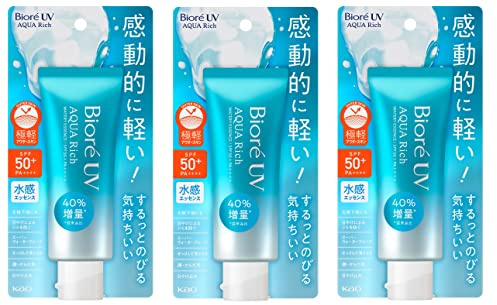 Biore UV Aqua Rich Watery Essence Sunscreen Sonnencreme SPF50+ PA++++ 70g Sonnenschutz. Hergestellt in Japan, 3er Pack