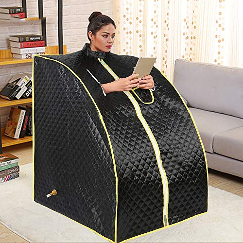 Sauna portátil Willowybe, sauna móvil, mini sauna para el hogar, puede aliviar la fatiga, saludable y hermosa, pérdida de peso, desintoxicación (75 x 35 x 25 cm/negro)