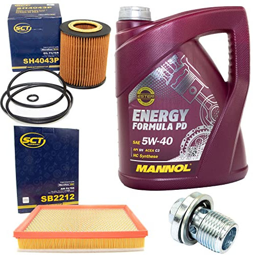 Motoröl Set 5W40 5 Liter + Ölfilter SH4043P + Ölablassschraube 31119 + Luftfilter SB2212