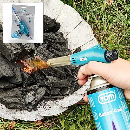 TOM Gasbrenner MFS-1A – Brenneraufsatz mit Piezozündung | Lötbrenner und Bunsenbrenner bis 1300°C für Gaskartuschen mit Bajonettverschluss – Werkstatt, Garten & Küche