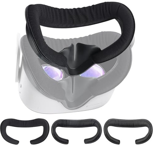 Nefuo Face Cover for Quest 2, 3 PCS Sweat-Proof Breathable VR Foam Replacements Accessories, Anti-fogging Fitness Facial Interface with Anti-Leakage Nose Pad for Meta Quest 2 VR Headsets