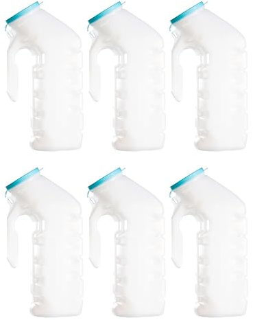 Urinals for Men with Translucent Lid – 32 Oz. Bottle – 6 Pack-Male Urinal Bottles with Glow in The Dark Lid– Durable and Reliable – Practical Design – for Camping, Travel People… (6 Pack, 32, Fl Oz)