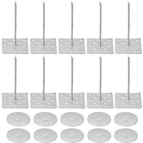 PATIKIL 2 Pulgadas Perforadas Aislamiento Pasadores con Redondas Arandelas, 50 Paquete Clavos Aluminio Aislantes Pared Tapón para Fijación Espuma Placas a Pared o Techo