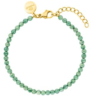 Purelei® Aventurinarmband, damarmband av slitstarkt rostfritt stål, vattentätt armband av aventurinpärlor, 16–19 cm längd justerbar, Aventurine