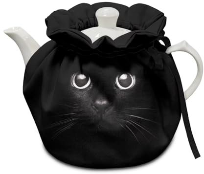 Poceacles Black Cat Print Tea Cosy for Teapot Tea Pot Dust Cover Keep Warm Breakfast Pot Protector Cover Washable Kettle Cover for Teapot Coffee Pot for Hotel Tea Party Restaurant