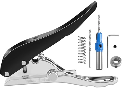 Geieold Perforatrice à un seul trou ronde de 10 mm, Perforatrice à main pour cartes d'identité, cartes PVC, photos d'insigne.