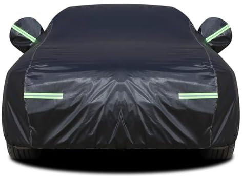 Wetterfeste Auto Abdeckung, Atmungsaktive Vollgarage Autoplane Autoabdeckung Wasserdicht Autohülle Abdeckplane für VW Golf T-Ouran B8, Baumwolle mit Türreißverschluss,D