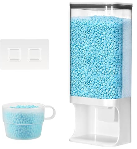 Laundry Detergent Dispenser, Wall-Mounted Laundry Fragrance Beads Storage Container with Cup, 1500ML Cereal Beans Grain Dispenser, Suitable for Laundry Beads, Washing Powder, Small Solid Grain