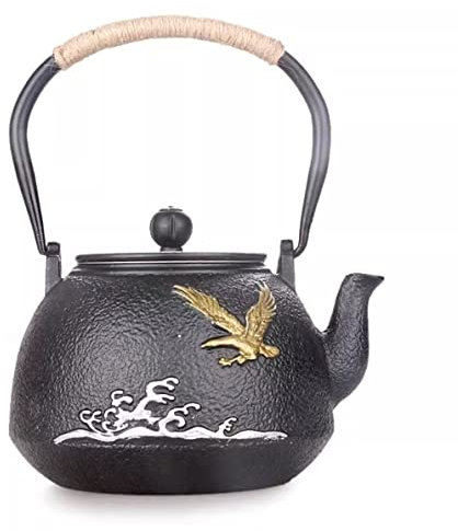 Tetera Marroqui Tetera De 40oz/1,2 Litros Con Infusor, Tetera De Hierro Fundido, Artesanía Japonesa, Agua Hervida Sin Recubrimiento, Tetera De Hierro Crudo Tetera Turca (Color : C, Size : 1200ML)