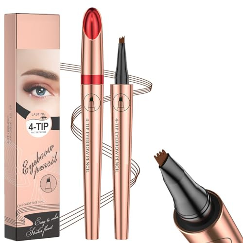 KARLOR Augenbrauenstift mit 4 Spitze Micro Kopf, Flüssig Augenbrauenstift Härchenzeichnung Makeup Brauenstift Tattoo Micro Brow Pencil Augenbrauen härchen stift wasserdicht 24 Stunde(04#Schwarz)