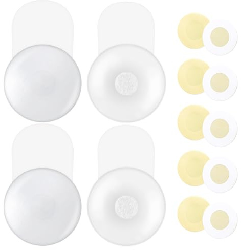 Kiiwah 2 par osynliga självhäftande bröstvårtsskydd push up, silikon klistermärken bh med 5 par nippel skydd (6,5 cm x 8,5 cm)