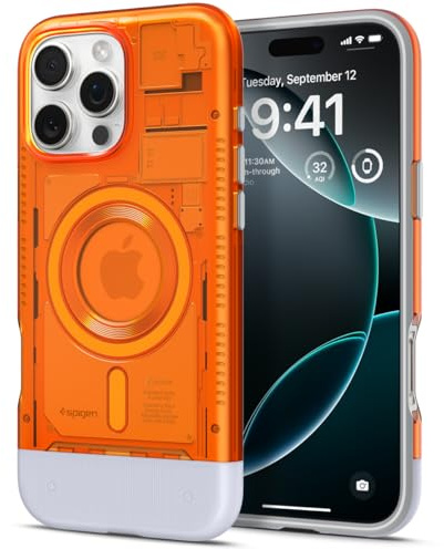 Spigen Classic C1 MagFit Case for iPhone 16 Pro, Compatible with MagSafe Accessories - Tangerine