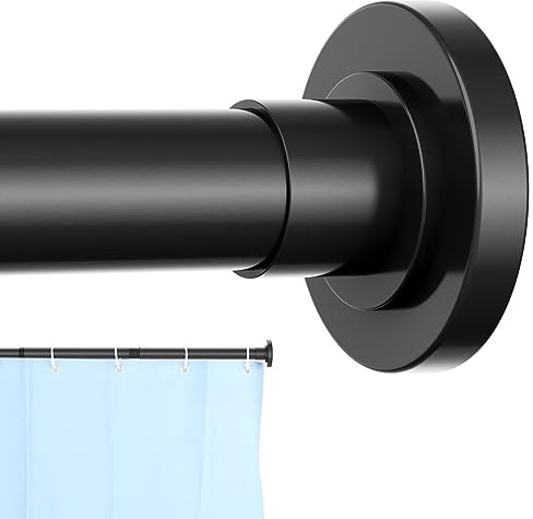CorkLatta Black Shower Curtain Rod 31 to 68 Inch,1 Inch Diameter Adjustable Spring Tension Stainless Steel Telescoping Rod,Easy Install,No Rust