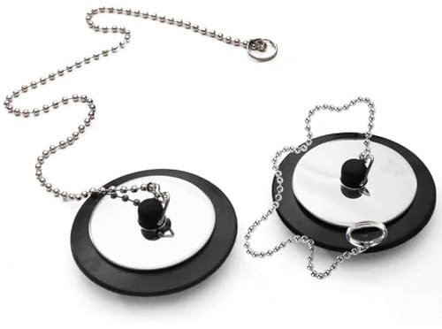 2Pcs Universal bath plug Universal Bath Plug and Chain Bathroom Sink Plug Replacement Size 1.65in To 1.77in Chain 15.7in