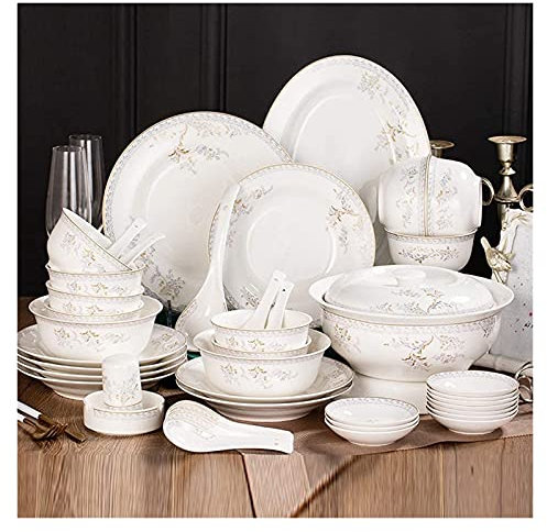 BGFYUSF Dinner Set， Special Restaurant Dinnerware Set， 56 Pieces Porcelain Dinner Set， Crockery in Vintage Look Hand Painted Ceramic Combination Sets Dinnerware Set，