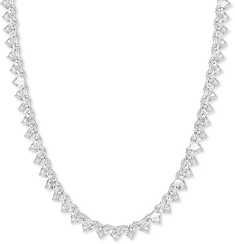 Michooyel Herz Tennis Halskette, Tenniskette Damen, Iced Out Kette Diamant Zirkonia Choker Silber Tennis Chain Necklaces Heart (Golden, Silbrig)