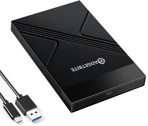 Gadgetbite Carcasa Ssd, funda de disco duro externo sin herramientas con velocidad de transferencia rápida de hasta 5 Gbps y capacidad de almacenamiento de hasta 4 TB con Ssd / HDD SATA de 2.5 (negro