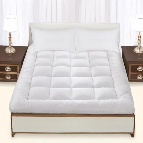 AVENAT Mattress Topper 5cm Deep Thick Double Bed - Ultra Soft, Micro Fiber Quilted Box Comfort Super Fluffy Hollow Fiber Filling Strong Elastic Bands (Double 137x190cm)