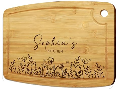 Personalised Chopping Board Custom Christmas Cheese Board Gifts Engraved Bamboo Cutting Board Chopping Board Gifts with Any Text for Christmas Couples & Families(Design 2)