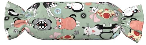 KIROJA Zylindrisches Kissen mit niedlichem Cartoon-Katzen-Motiv, bequeme Heimdekoration, Kissen mit Einsatz