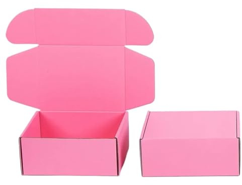 10 farbige Flugzeugboxen, 3 Ebenen, Papier, extrem hart, Express-Geschenkverpackung, Karton, quadratische Bekleidungsverpackungsboxen (Rosa, 15 x 15 x 5 cm)