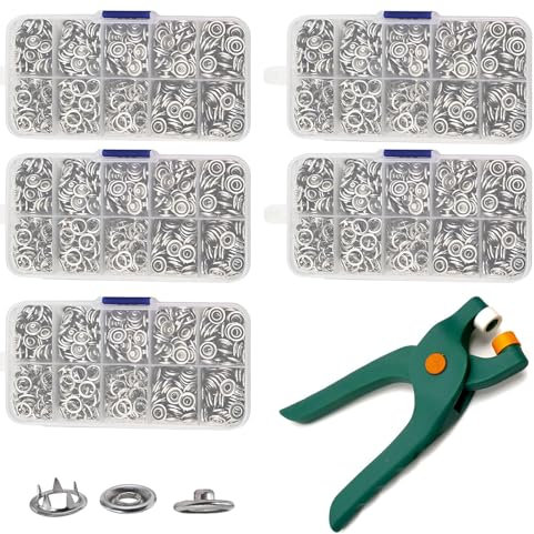 Eiflayn Druckknöpfe,500 Sets Druckknöpfe Set mit 9.5 mm Zange,Hohle Buttons Nähzubehör,Druckknöpfe Ohne Nähen,Rostfreie Stähle Druckknöpfe,Geeignet zum Nähen,Kleidung,Taschen,Handtaschen