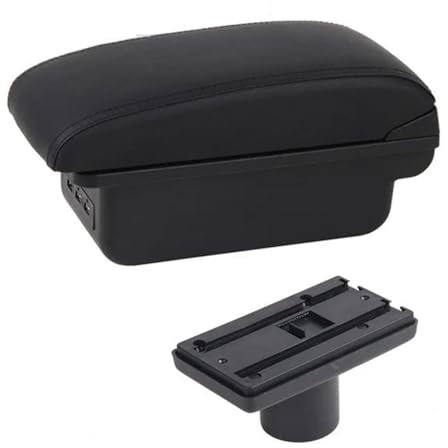 MObyat Caja Almacenamiento Coche Compartimento De Reposabrazos para Coche, Decoración De Estilo De Contenido De Tienda Central con Portavasos USB, para Ibiza 6j 6L(C Black Line 1)